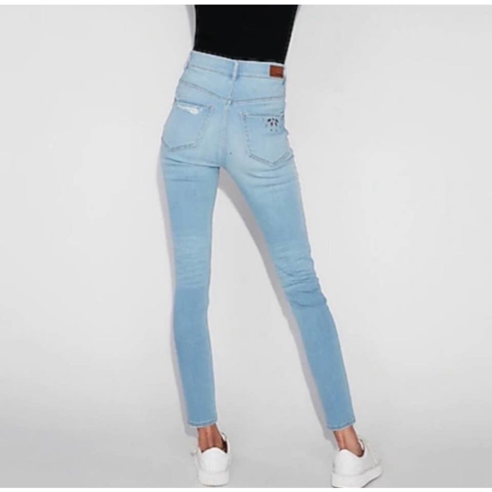 Express Rhinestone High Rise Stretch Ankle Legging Jeans - Picture 3 of 7